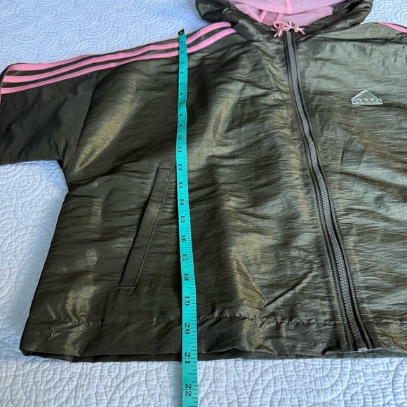 Adidas Women's Green Jacket with Pink Stripes - Picture 7 of 9